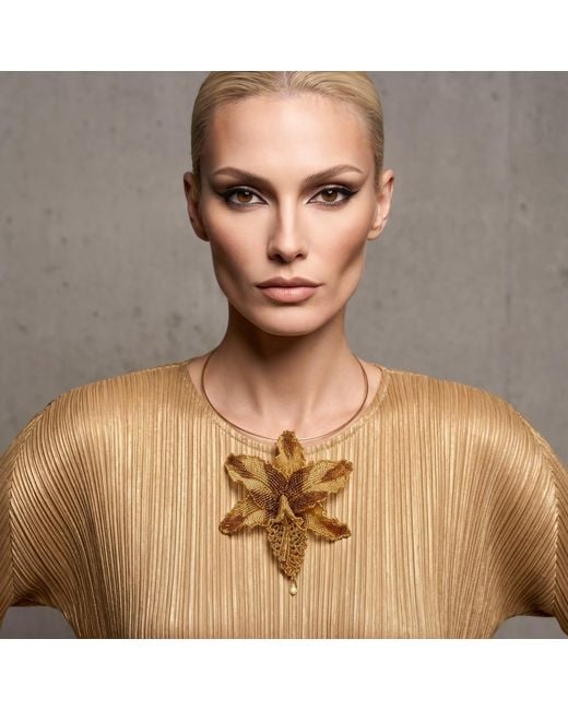 Iliana Arrazola Metallic Orchid Choker, And Bronze, Glass Beads, Beaded Jewelry