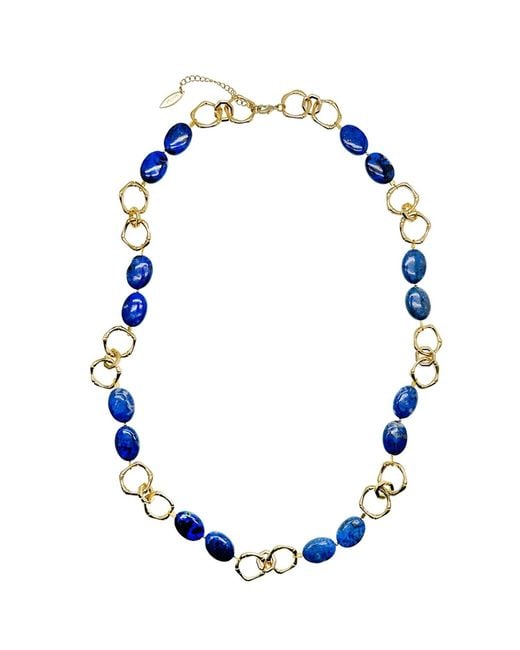 Farra Blue Agate Chain Necklace