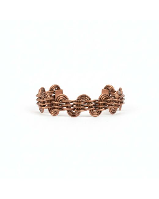 Anatoliacraft Brown Handwoven Copper Loop Cuff Bracelet