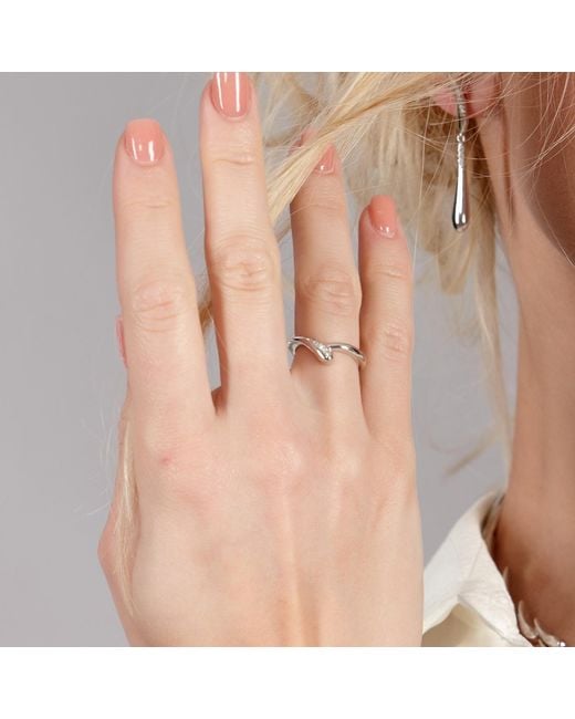 Lucy Quartermaine Metallic Solid Sterling Skinny Drip Ring