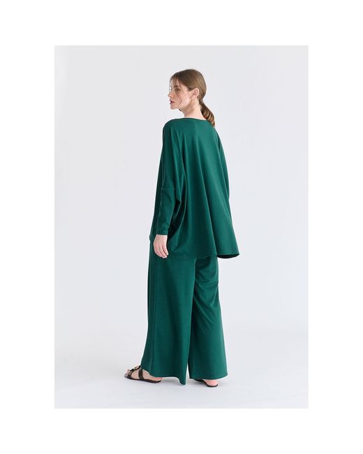 Paisie Green Wide Neck Oversized Lyocell Jersey Top