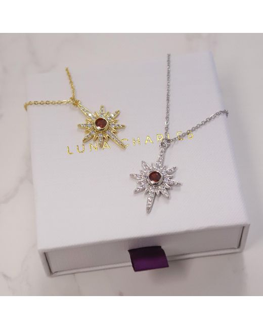 Luna Charles Metallic Heidi North Star Birthstone Necklace January