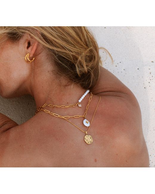 Mickey's Girl Metallic Initial Pearl Mix Necklace