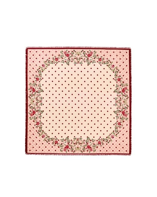 Asyii Pink Rose Token Of Luck Silk-Wool Square Scarf