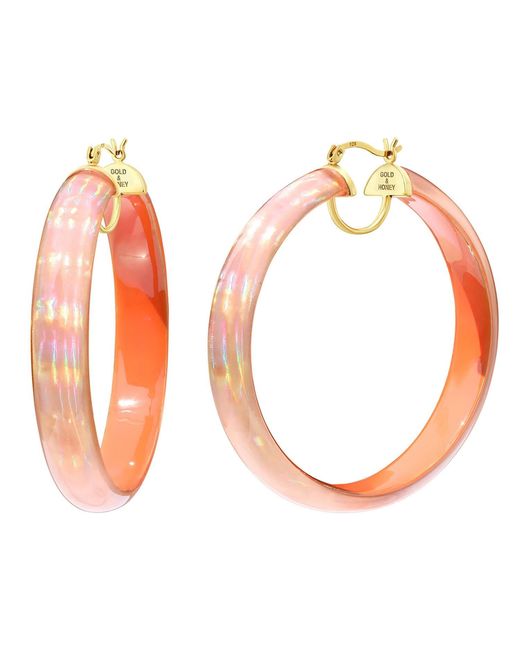 Gold & Honey Multicolor Large Lucite Iridescent Hoops