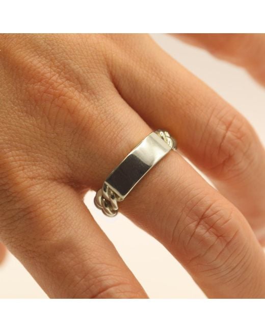 VicStoneNYC Fine Jewelry White Bold Chain Signet Ring for men