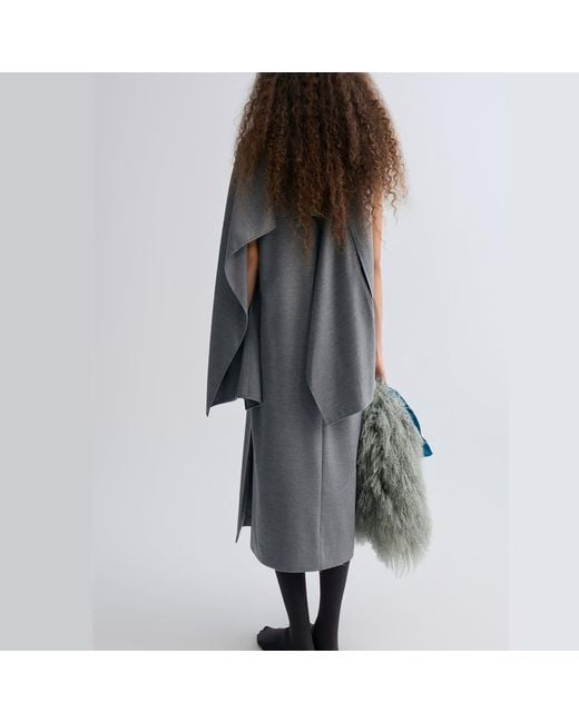 FRONT ROW SHOP Gray Opera Cape Maxi Dress