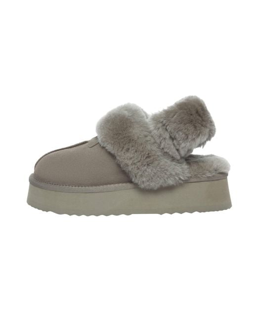EverAu Australia Gray Fantail Leather Slippers With Two Removable Straps