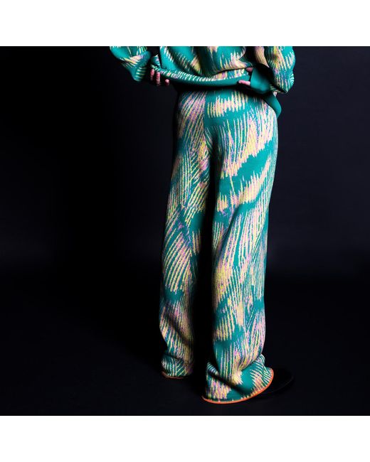 Essien & Emre Blue Arden Merino Wool Knitted Pattern Trousers