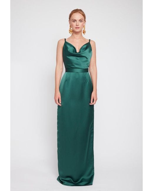 Undress Green Amila Long Evening Dress With Cowl Neck