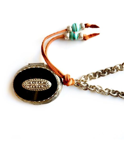 Persia Dona Jewelry Metallic Oval Locket Necklace