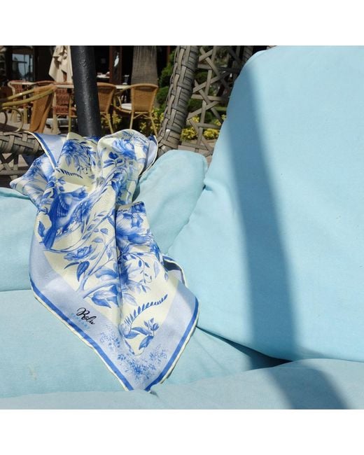 Ralufineart Blue Silk Scarf The Magic Tree Tale