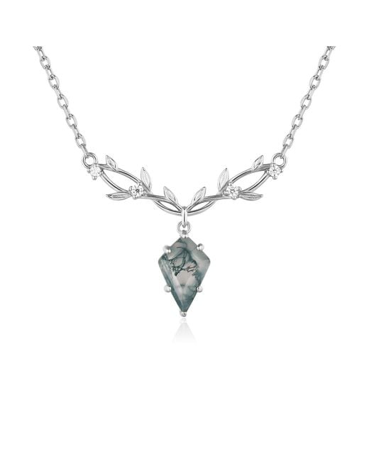 Azura Jewelry New York Metallic Elven Entwine Moss Agate Necklace Vermeil