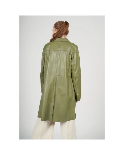 Freaky Nation Green Unlined Leather Coat Safari