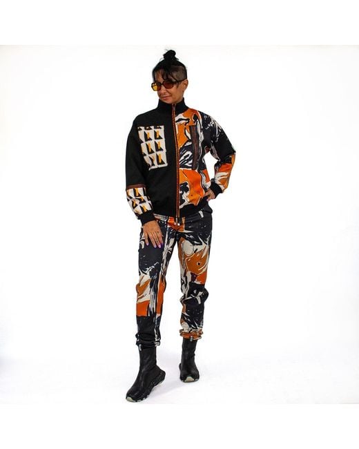 Lalipop Design Blue Patchwork Digital Print & Knitted Bomber Jacket