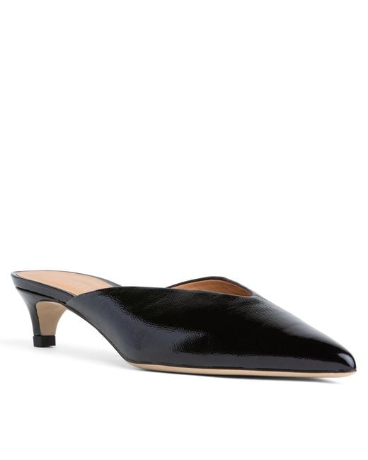 Beautiisoles by Robyn Shreiber Made in Italy Black Gal Leather Mule Comfortable Low Heel Elegant For Work & Valentine Evening