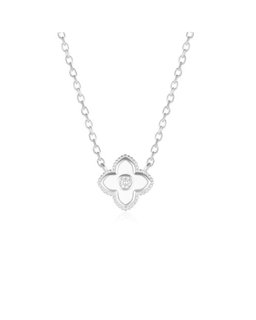 Spero London Metallic Enamel Four Leaf Clover Necklace With Gemstone