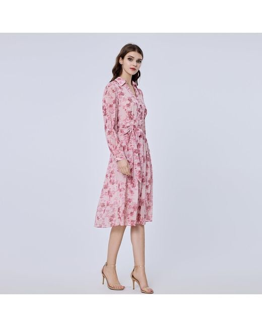 Smart and Joy Pink Floral Print Shirt-Dress