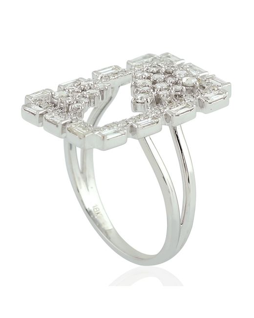 Artisan White Diamond Geometric Double Frame Ring