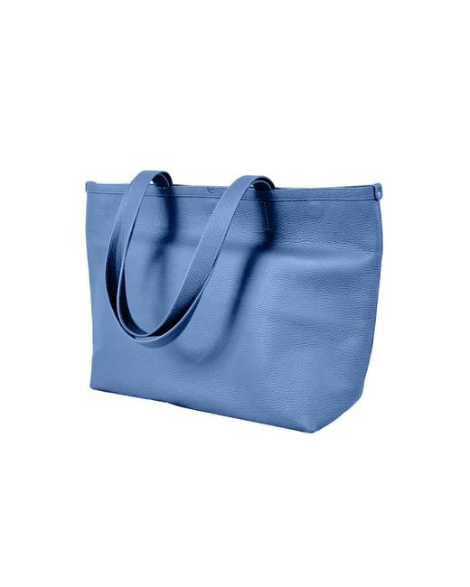 godi. Blue The Eva Handmade Leather Tote Bag