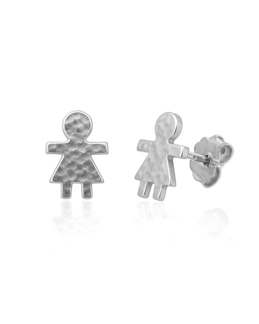 Unaloe White Hammered Sterling Girl Earrings – Symbol Of Maternal Love – Jewellery For