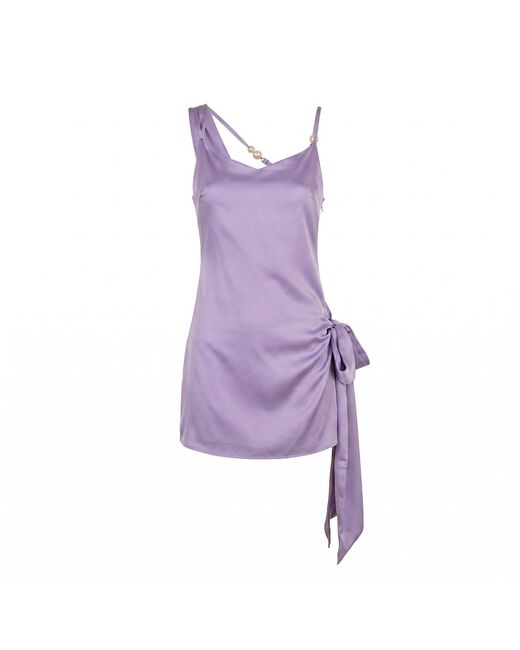 Clerestory Purple Naiome Pearl Embellished Open Back Mini Dress