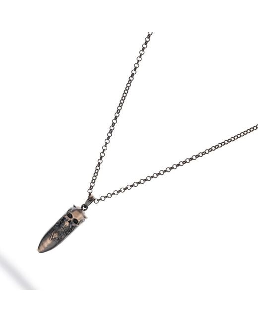 Ebru Jewelry Metallic Skull Fang Sterling Necklace for men