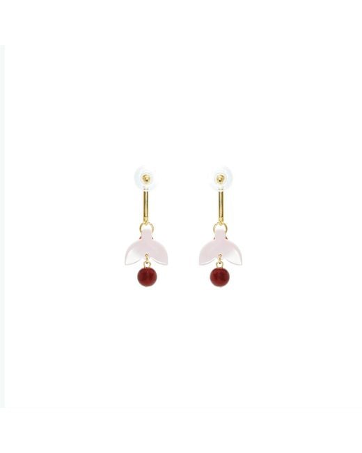 Gissa Bicalho White Acrylic Handmade Earring Stem Petunia Pink