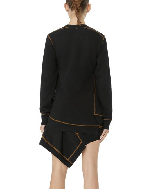 Gao Republic Black Sweatshirt Longline Cut-Out Jersey