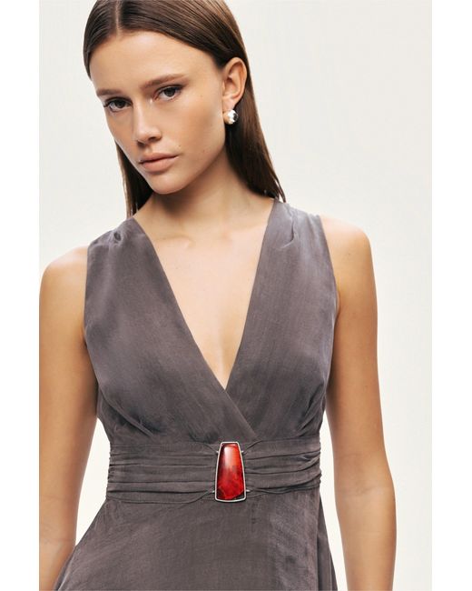 Nocturne White V-Neck Sleeveless Midi Dress