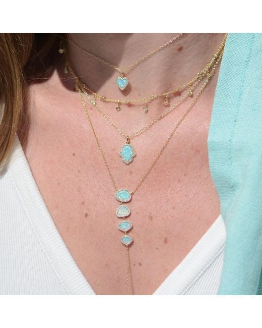 KAMARIA Blue Mini Opal Heart Necklace With Crystals