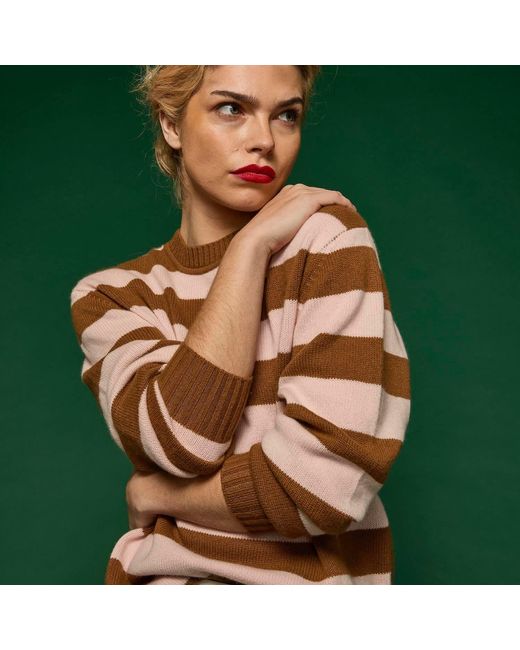 Salts Cashmere Brown Lofty Knit Crew Neck Sweater