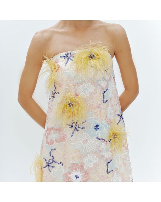 Justin Tong Natural Jessica Strapless Mini Dress