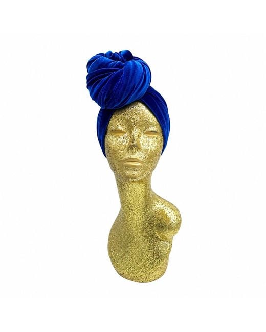 Julia Clancey Blue Classic Madam Electric Velour Turban