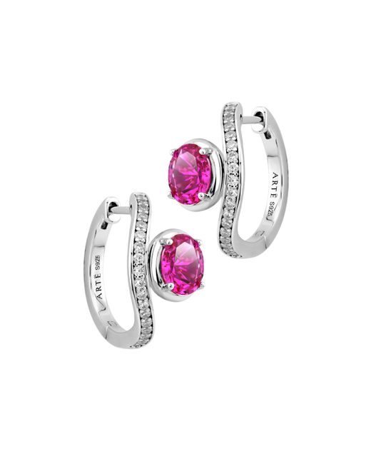 Arte Madrid Pink Sierra Pavé Contour Hoop Earrings