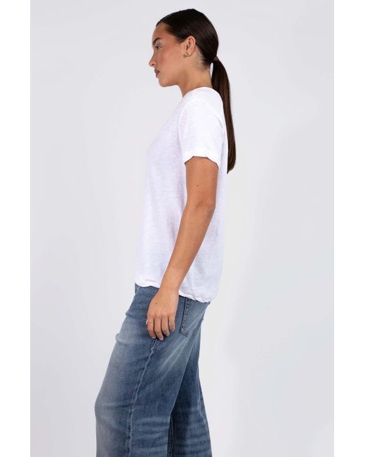 Vænn White Slub Deep V Tee