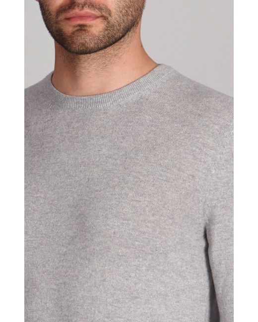 Paul James Knitwear Gray Lightweight Merino Cashmere Marius Crew Neck Jumper for men