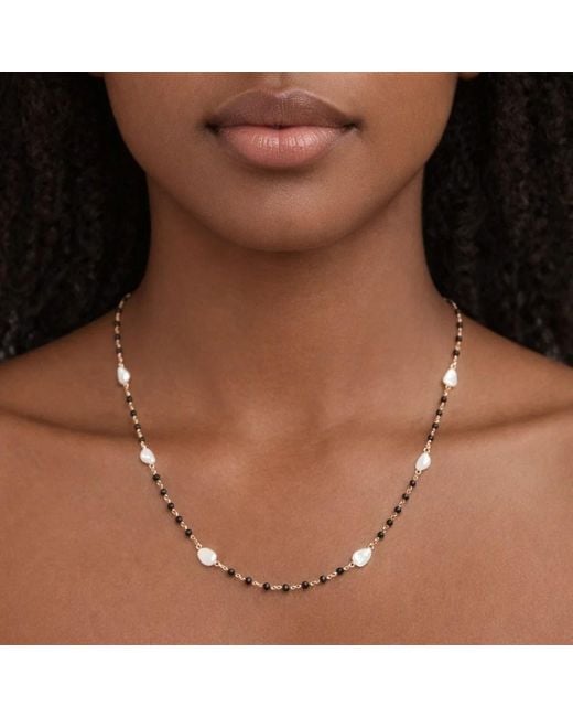 Rahul's Jewels Metallic 20" Genuine Diamond & Keshi Pearl Rosary Necklace