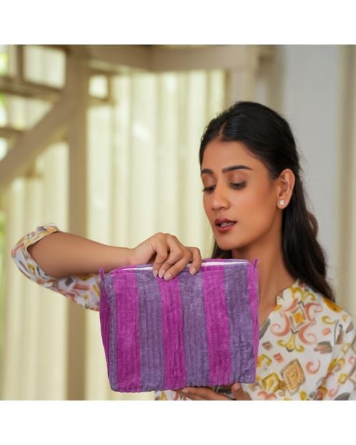 Conscious Yoga Collective Purple The Striped Velvet Travel Set