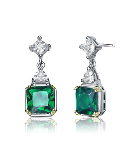 Genevive Jewelry Gv Sterling Silver Clear And Green Cubic Zirconia Earrings