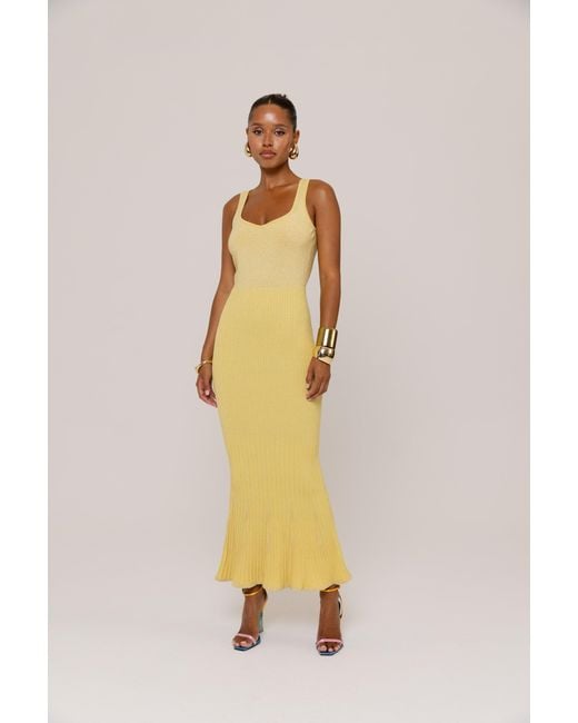 Andreeva Yellow Butter Metallic Knit Dress