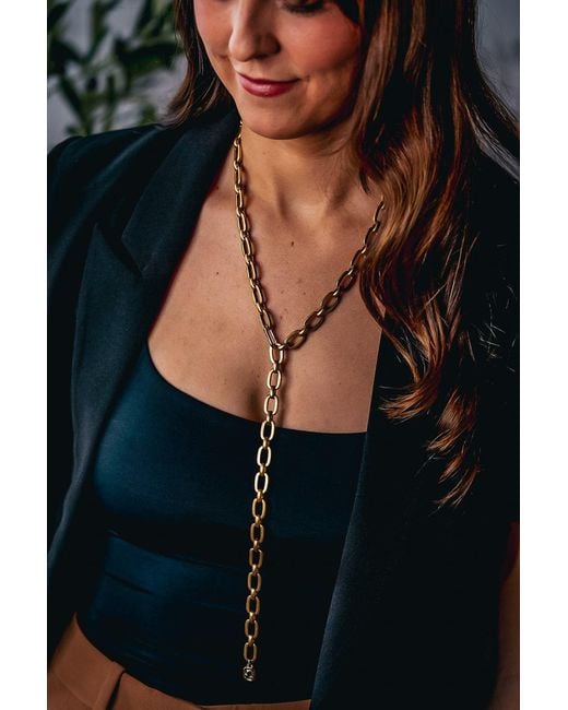 Loni Paul Jewelry Metallic Chunky Lariat With Crystal Pendant