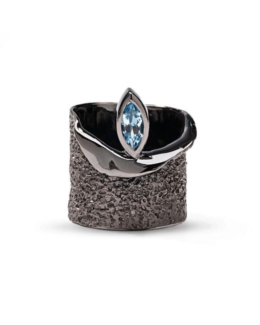 German Kabirski Eartha Iconic Design Topaz Rhodium Plated Ring in Black ...