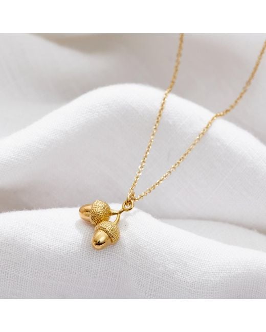 Posh Totty Designs Metallic Yellow Gold Plated Acorn Charm Necklace