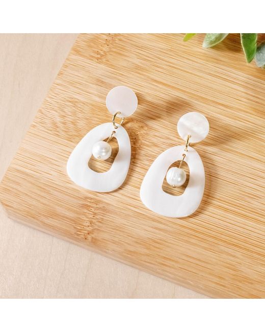 LIKHÂ White Hollow Mother-Of-Pearl Earrings
