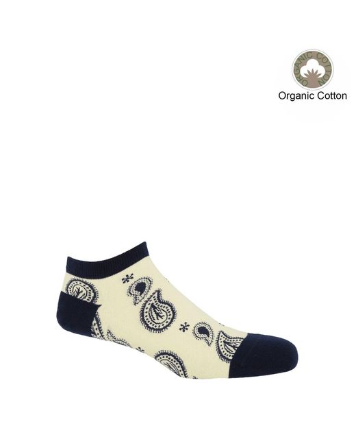 Peper Harow - Made in England Black Paisley Trainer Socks Gift Box for men