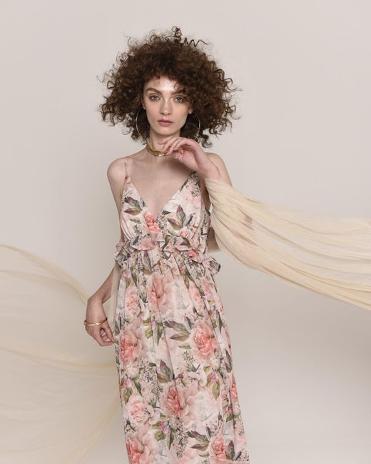 NEVA Pink Aveline Floral Empire Maxi Dress