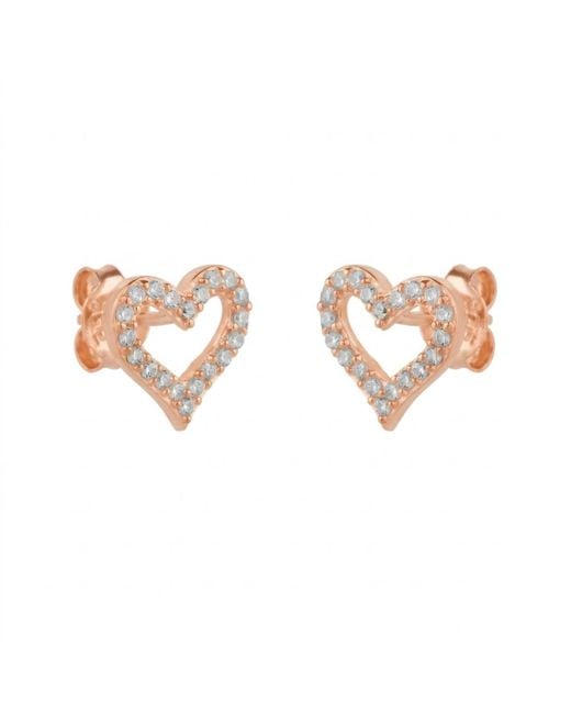 Spero London Pink Heart Sterling Stud Earrings
