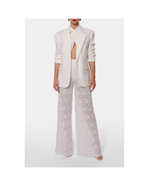 Aggi AGGI by HALEWSKI Jenny Off Lace Wide Pants in Gray | Lyst