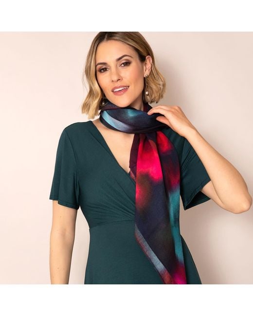 Alie Street London Red Leoni Silk Wool Scarf Moonlit Florals